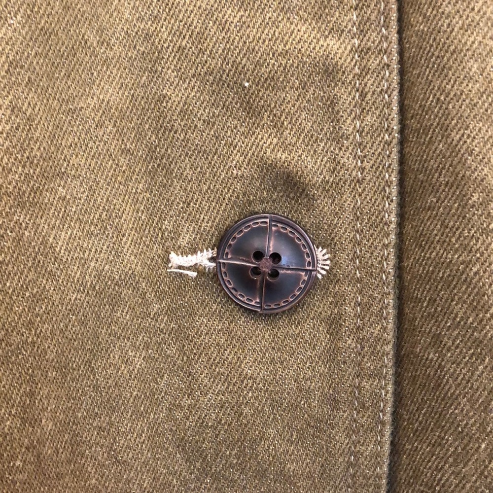 Denim & Co long heavyweight olive green denim jacket size Large - Picture 5 of 8